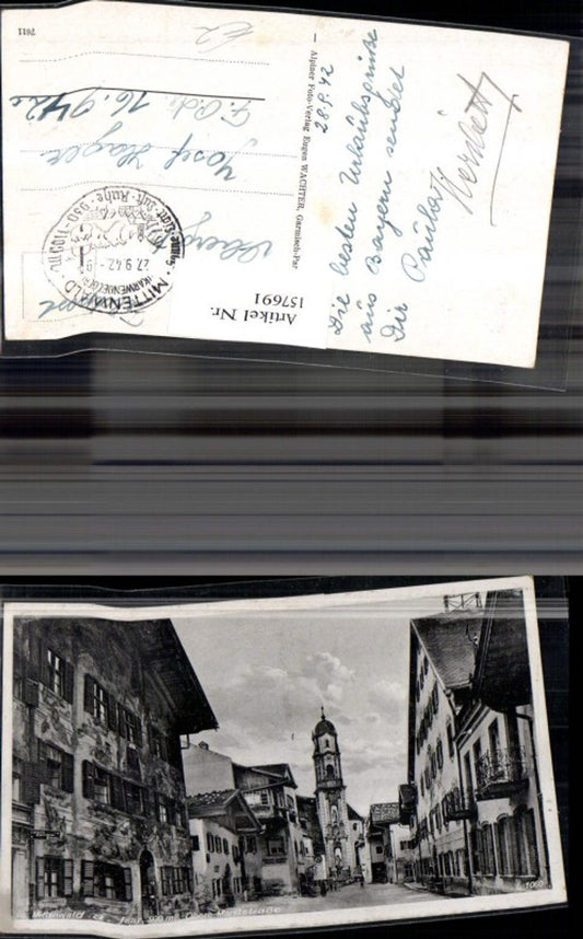 157691,Mittenwald a. Isar Obere Marktstrasse Kirche 1942