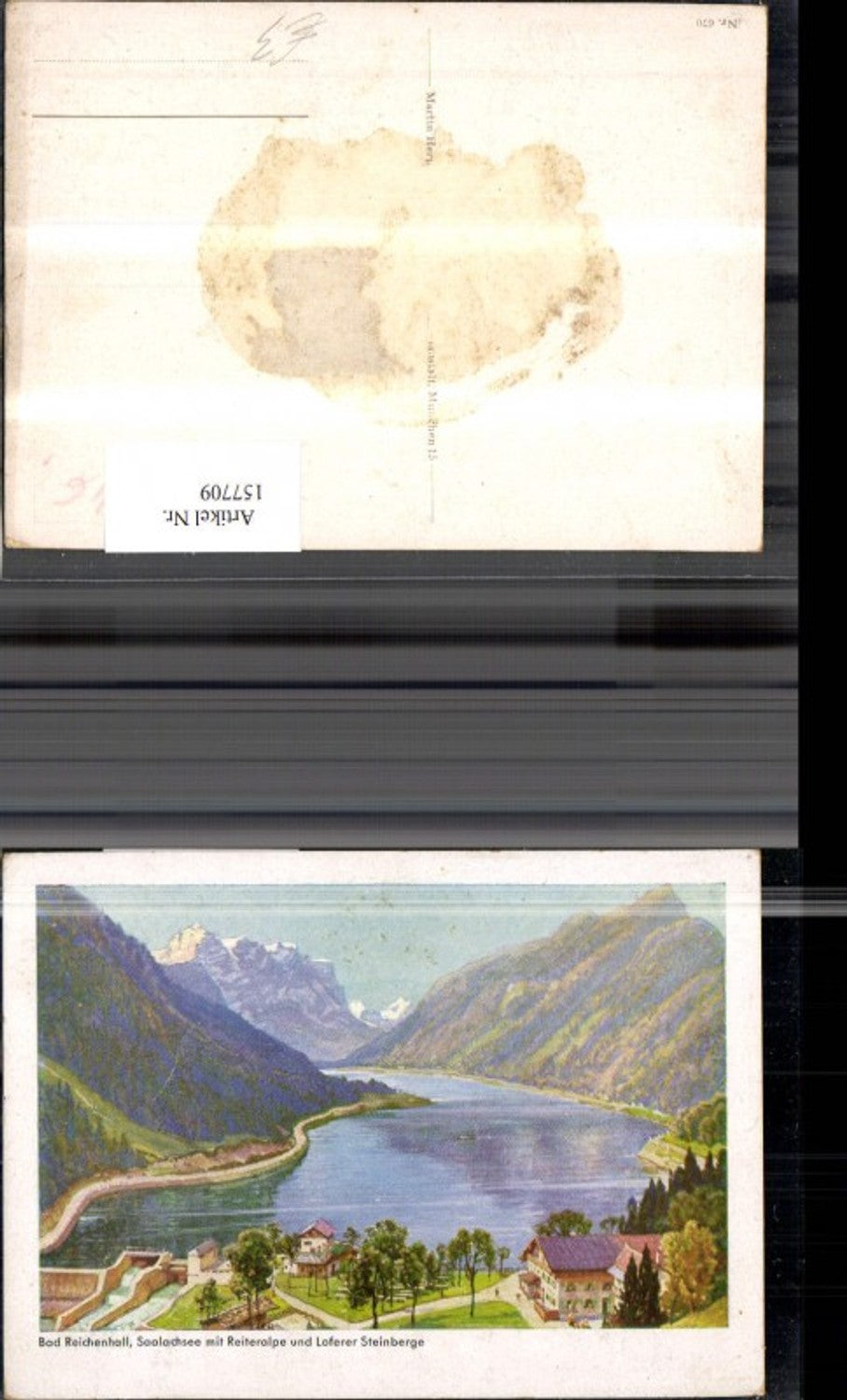 157709,Bad Reichenhall Saalachsee m. Reiteralpe u. Loferer Steinberge Künstler Ak