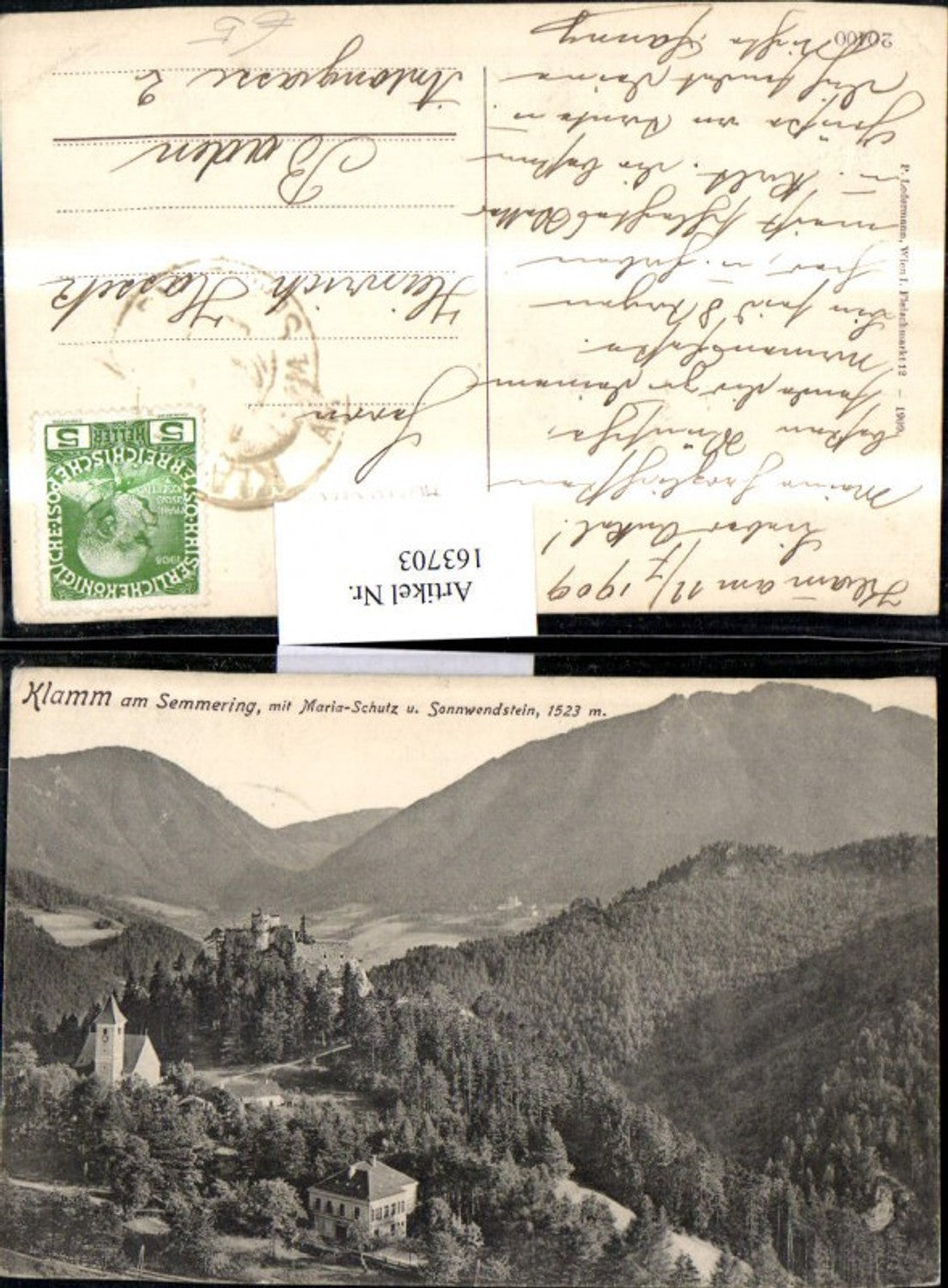 163703,Klamm a. Semmering m. Maria Schutz u. Sonnwendstein 1909