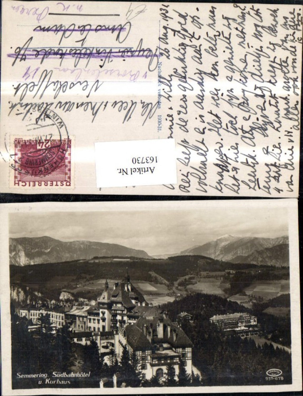163730,Semmering Südbahnhotel u. Kurhaus 1931
