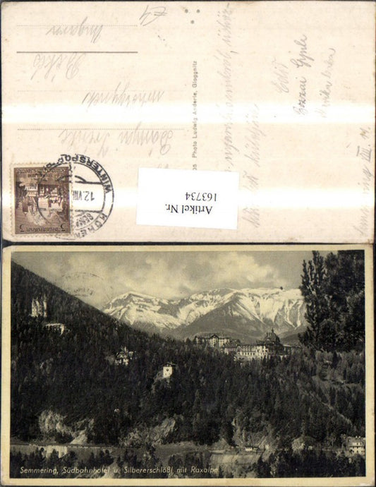 163734,Semmering Südbahnhotel u. Silbererschlößl m. Raxalpe 1938