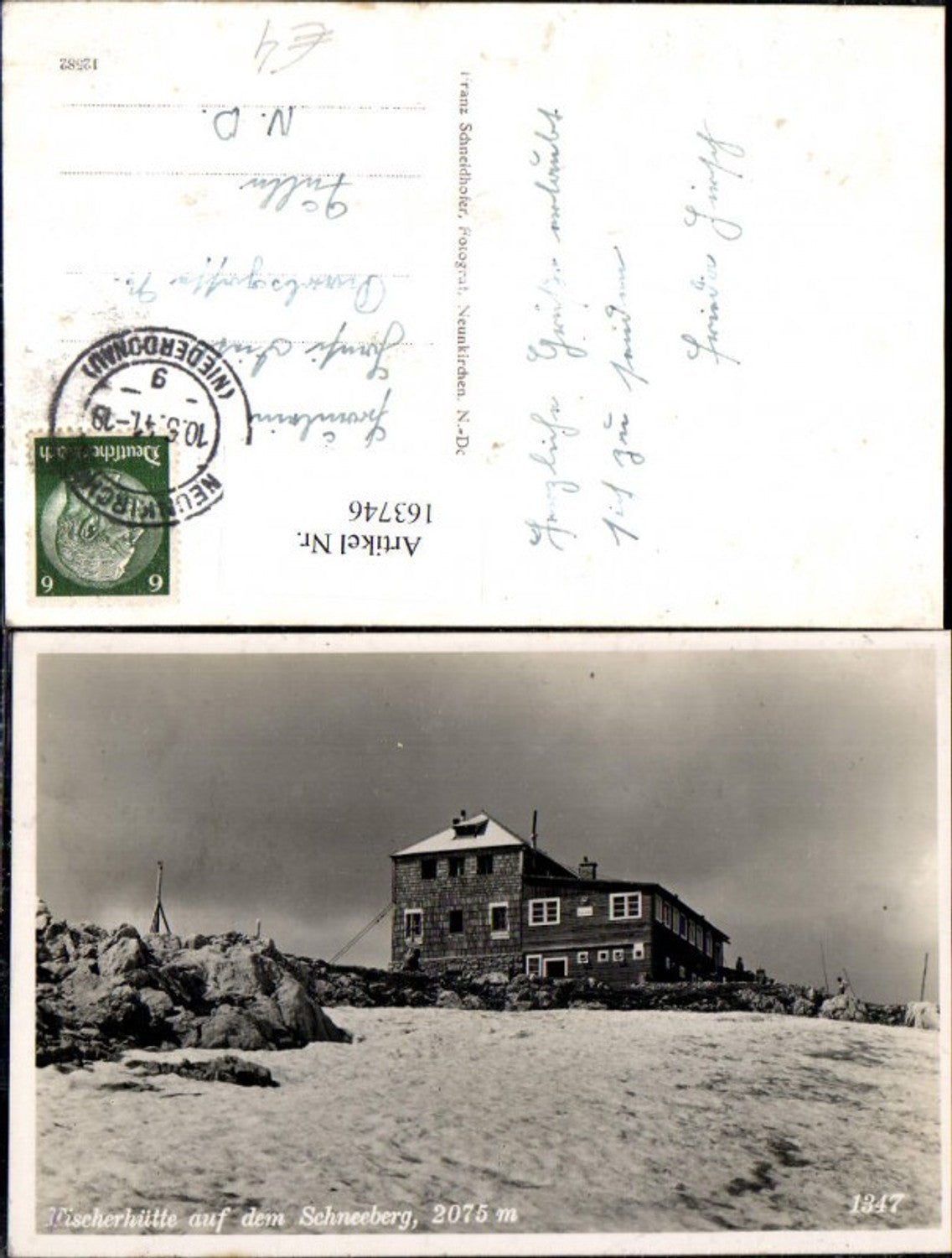 163746,Fischerhütte a. d. Schneeberg Winteransicht 1941