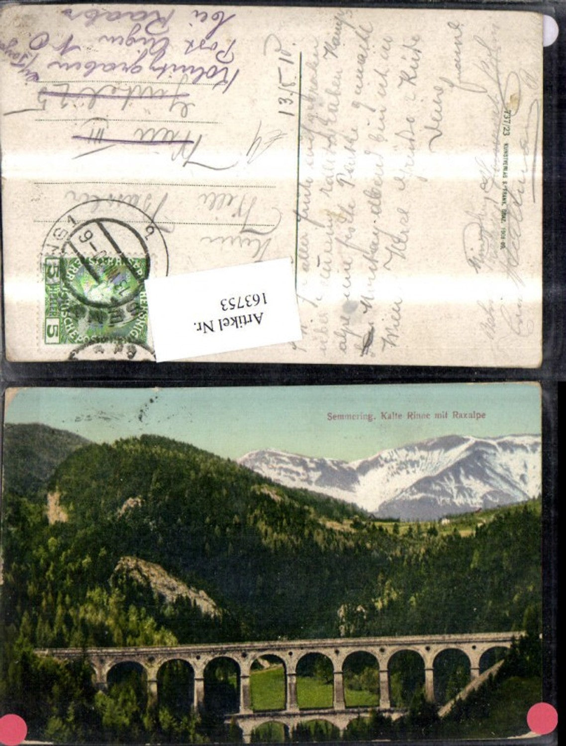 163753,Semmering Kalte Rinne m. Raxalpe Viadukt Semmeringbahn Eisenbahn 1910