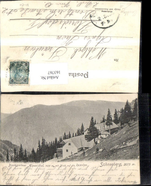 163767,Schneeberg Baumgartner Alpenhotel m. Blick a. d. Raxalpe Puchberg
