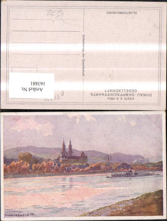 163881,Klosterneuburg Künstler Ak sign Rudolf Schhmidt pub Erst KK Priv. Donau Dampfschiffahrtsgesellschaft