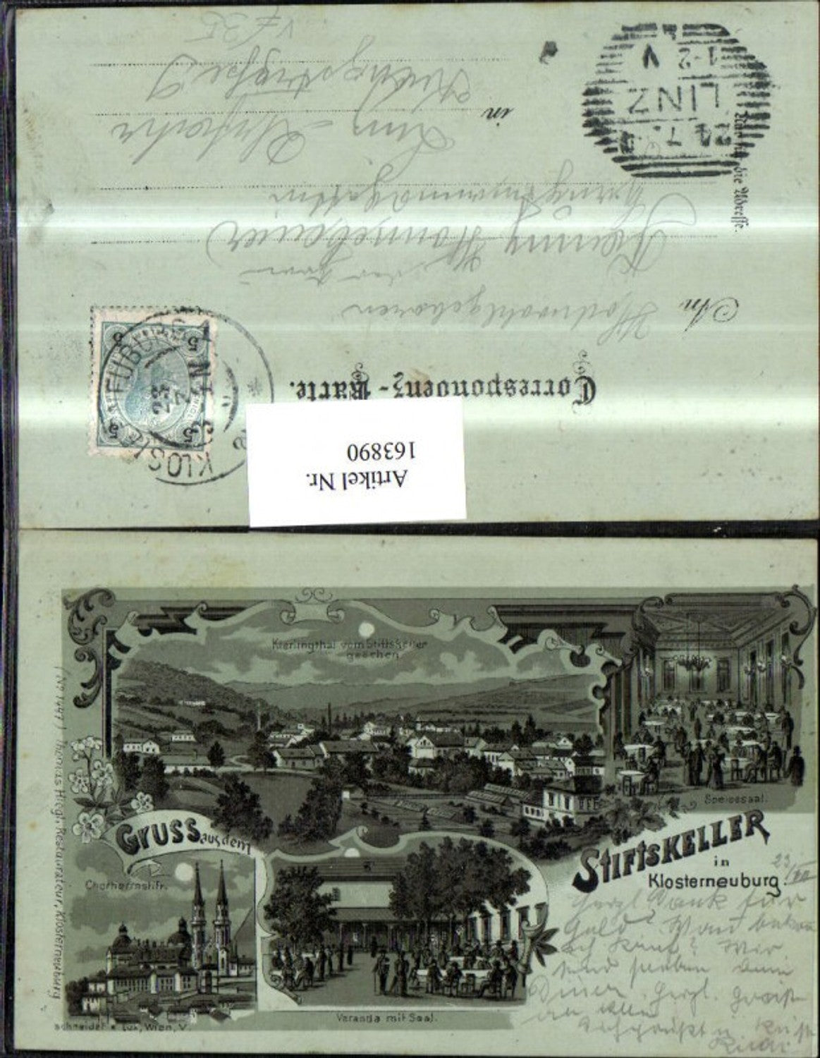 163890, Klosterneuburg Stiftskeller Litho pub Schneider Lux