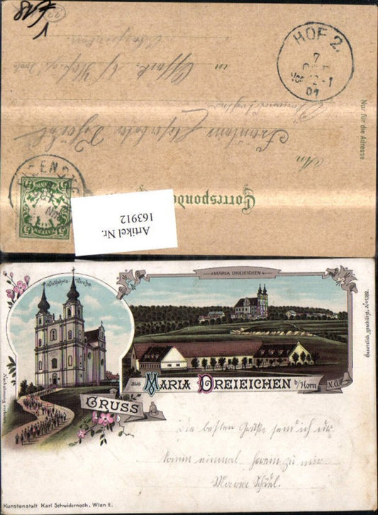 163912,Gruss a. Maria Dreieichen Litho 1901 Mold Rosenburg-Mold pub Karl Schwidernoch