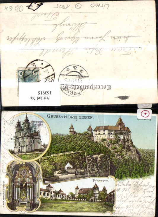 163915,Gruss a. Maria Dreieichen Litho 1905 Mold Rosenburg-Mold