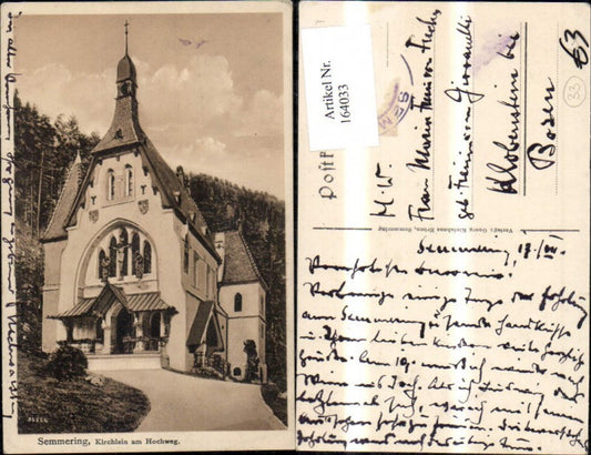 164033,Semmering Kirchlein a. Hochweg Kirche