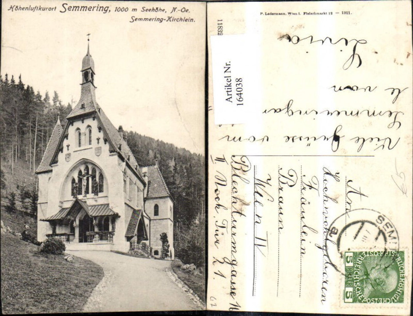 164038,Semmering Kirchlein a. Hochweg Kirche
