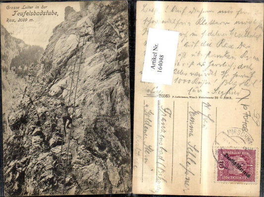 164048,Teufelsbadstube Rax  Gr. Leiter m. Mann Hirschwang a. d. Rax
