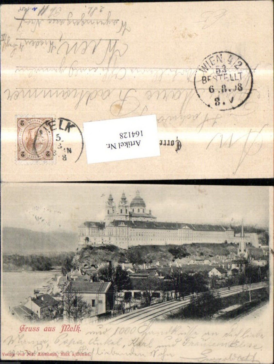 164128,Gruß aus Melk a. d. Donau 1908