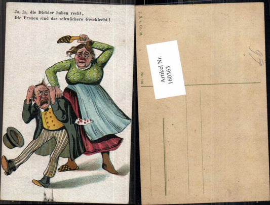 160363,Humor Scherz AK Böse Frau schlägt Mann