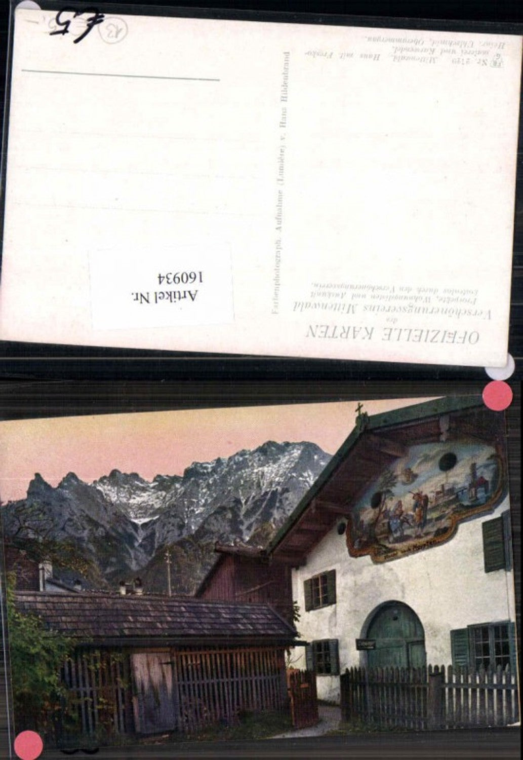 160934,Verschönerungsverein Mittenwald in Bayern  Haus m. Freskomalerei Fresken