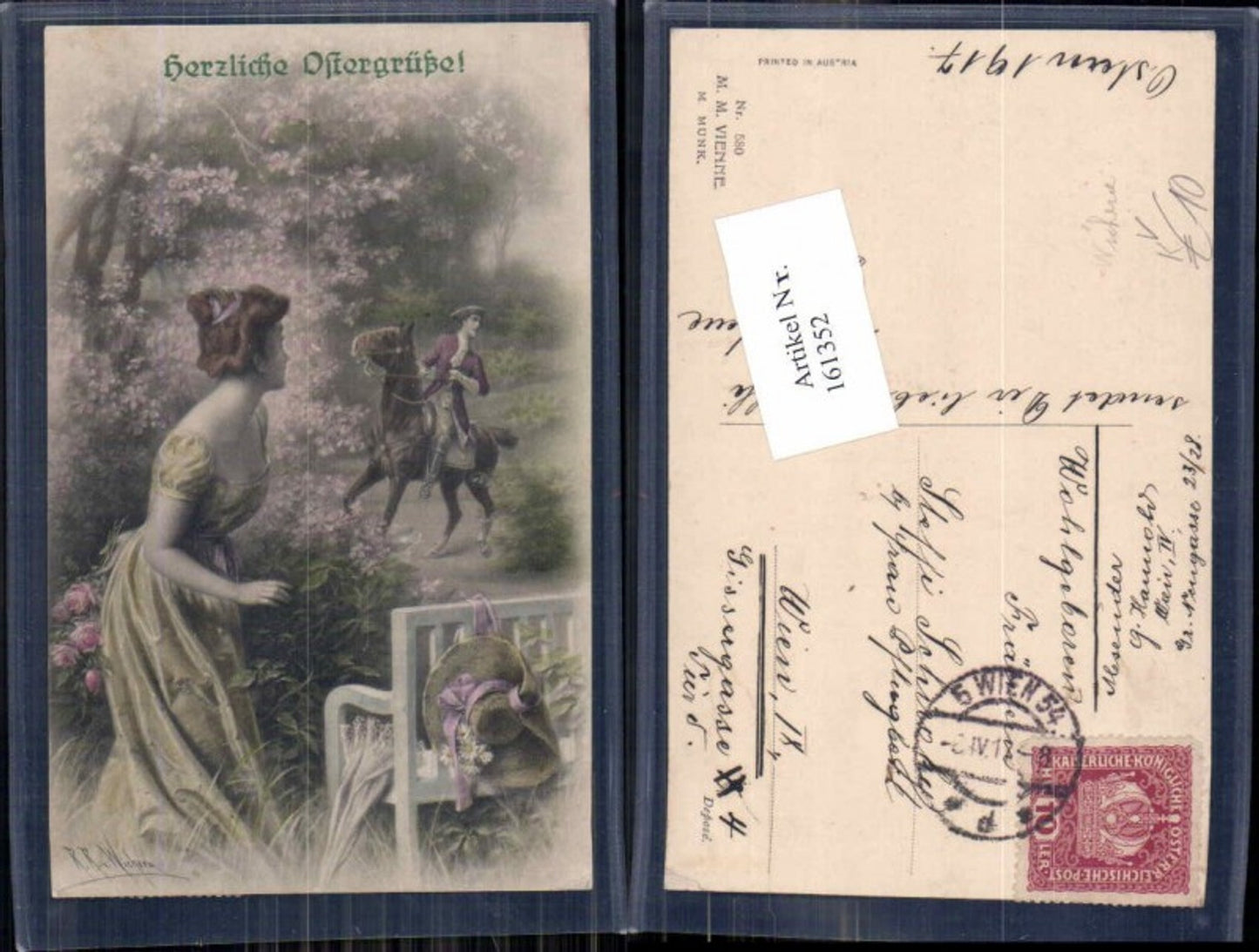 161352,M. Munk Vienne 580 R.R. v. Wichera Jugendstil Art Nouveau Pferd