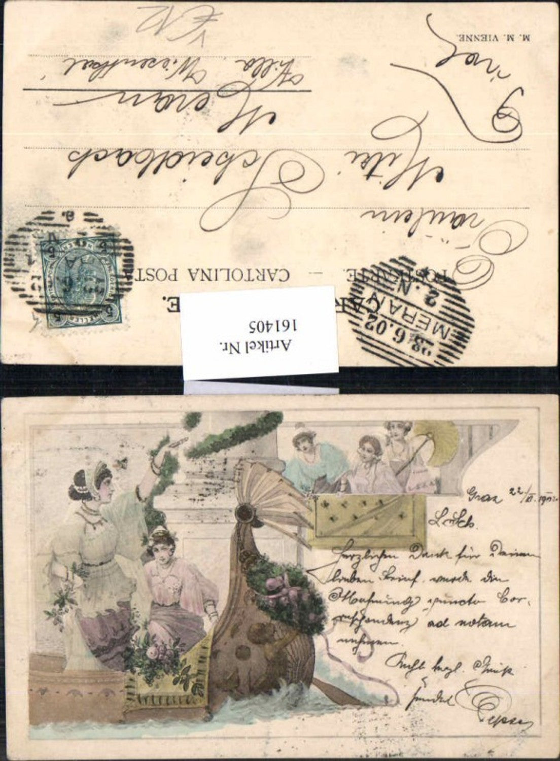 161405,M. Munk Vienne Jugendstil Art Nouveau Frauen im Boot