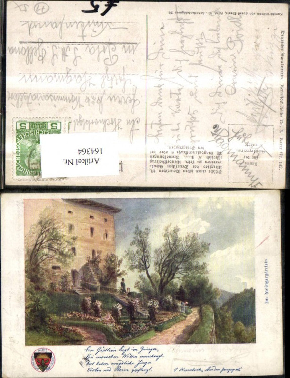 164364,Dt Schulverein Nr 142 Im Zwingergartlein Haus Garten Spruch Reim
