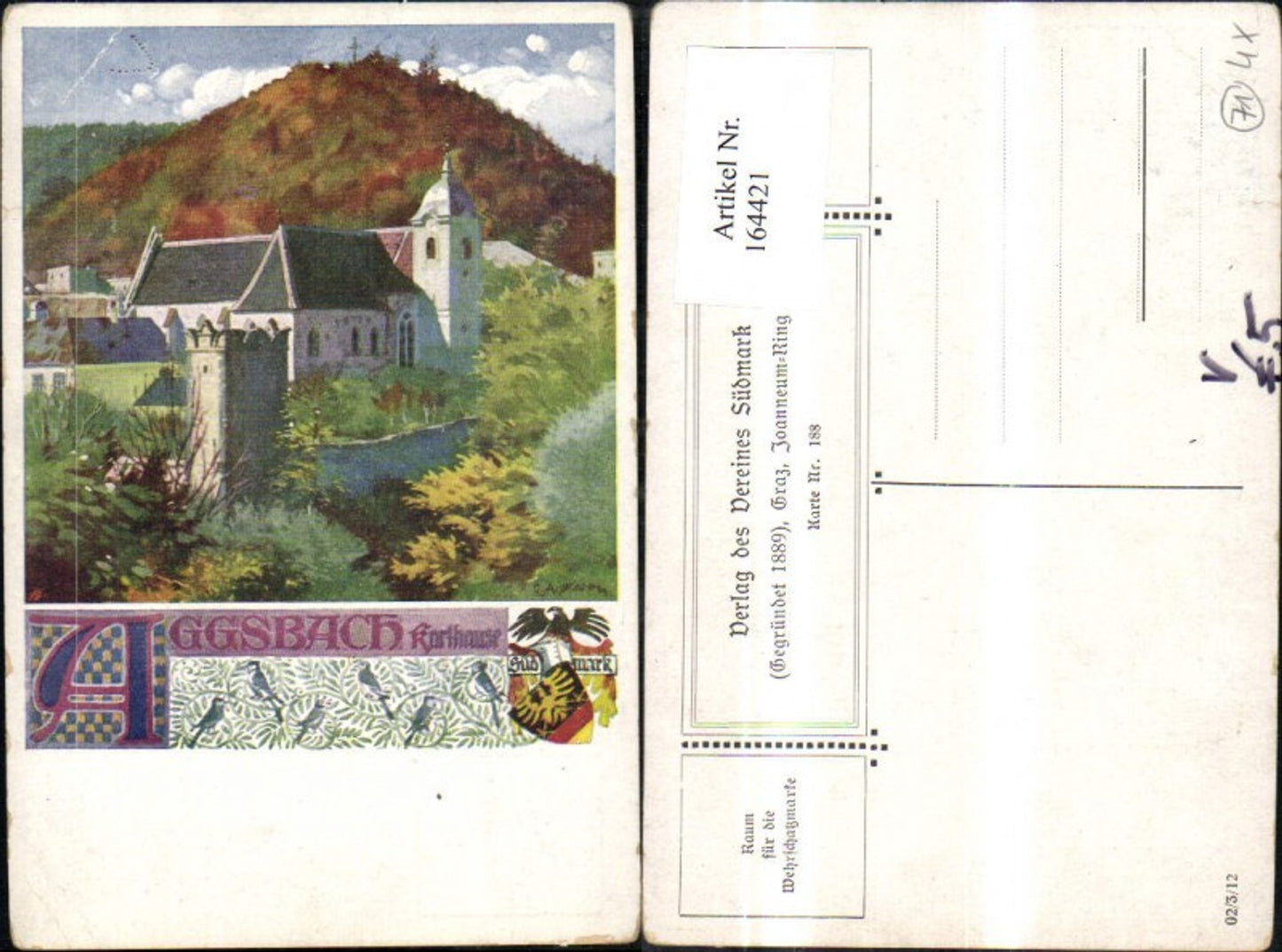 164421,Verein Südmark 188 Aggsbach Karthause sign R. Assmann