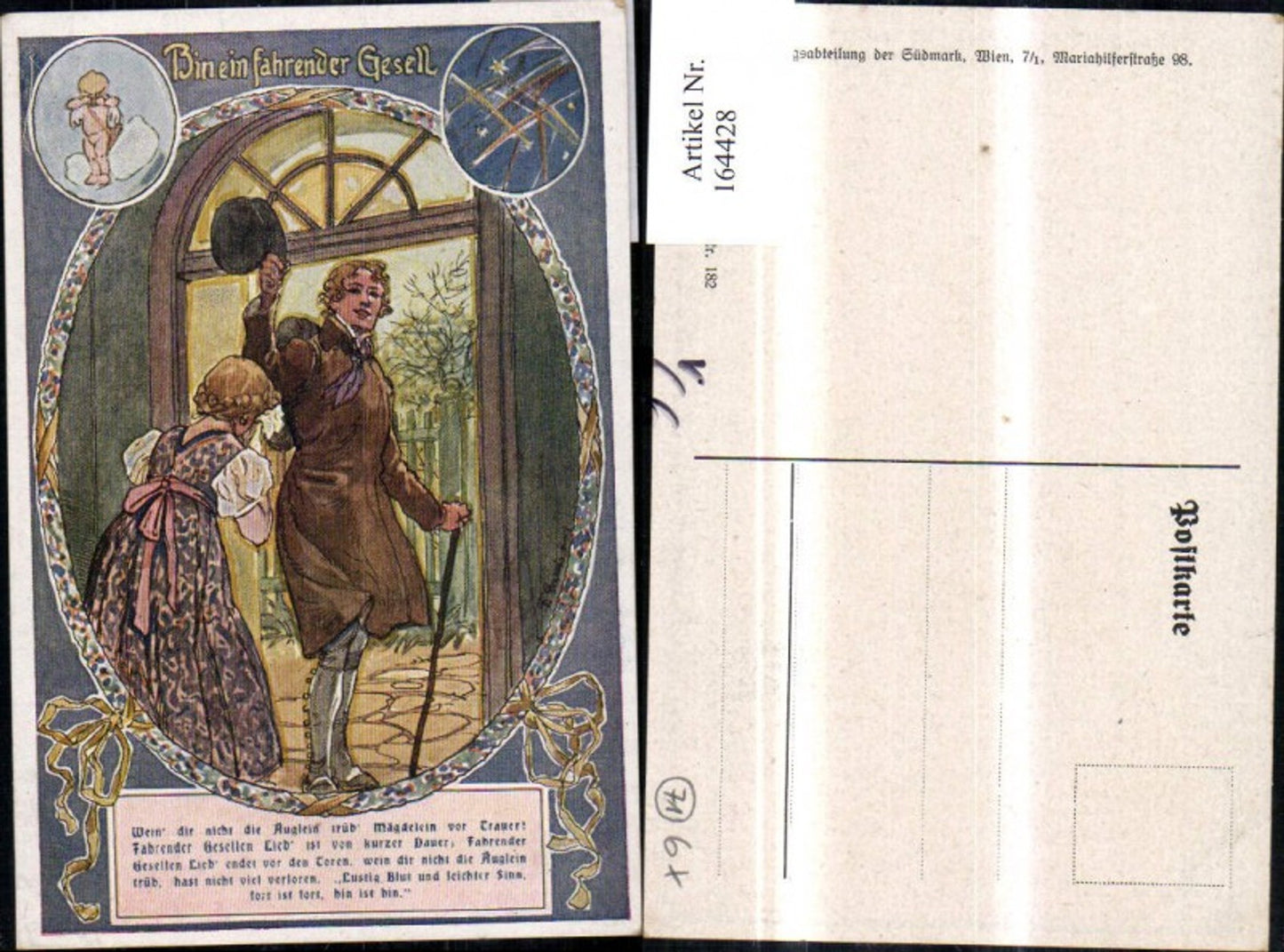 164428,Verein Südmark 182 Bin ein fahrender Gesell Engel Spruch Reim