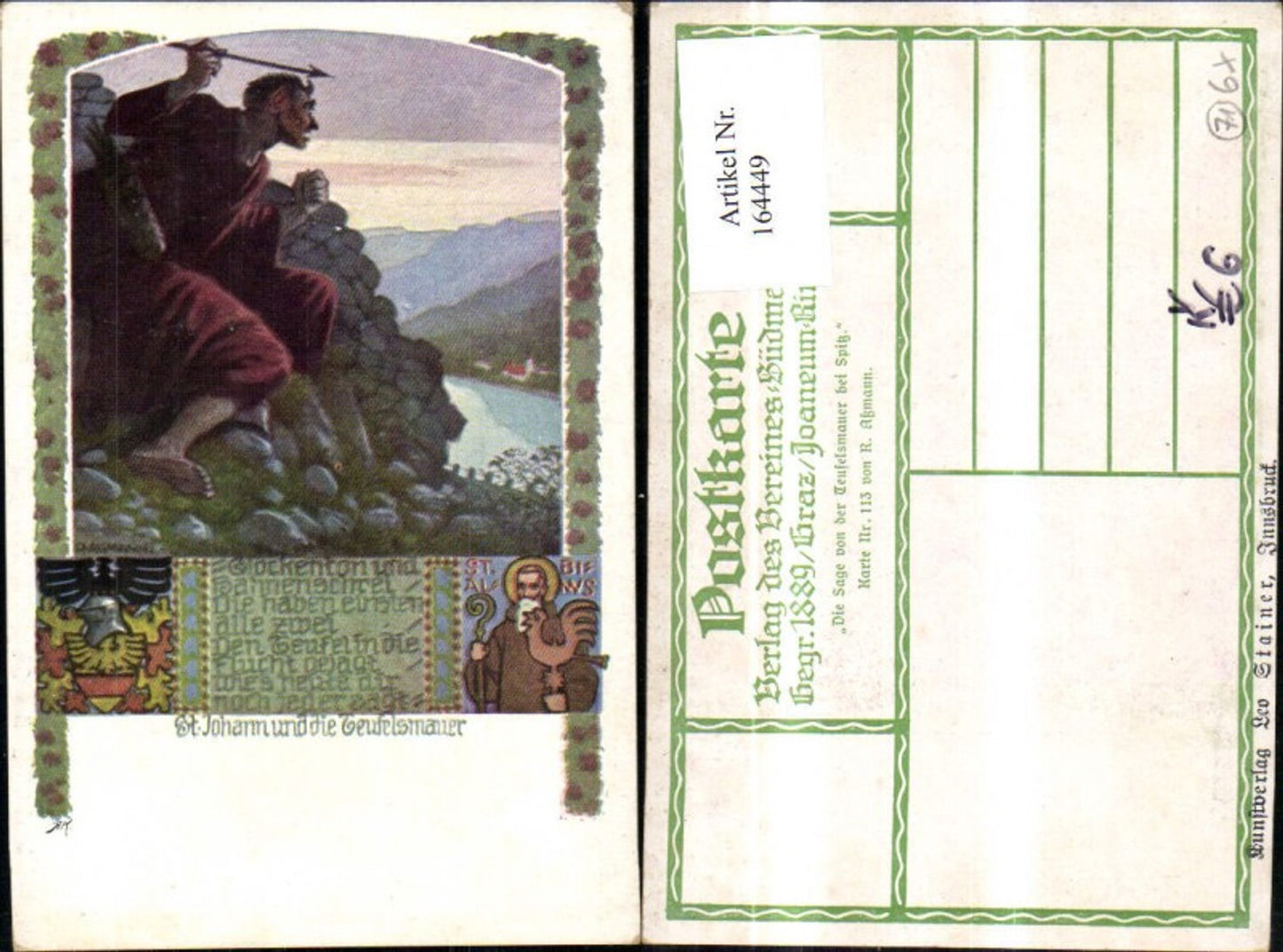 164449,Verein Südmark 113 St Johann u. d. Teufelsmauer sign R. Assmann
