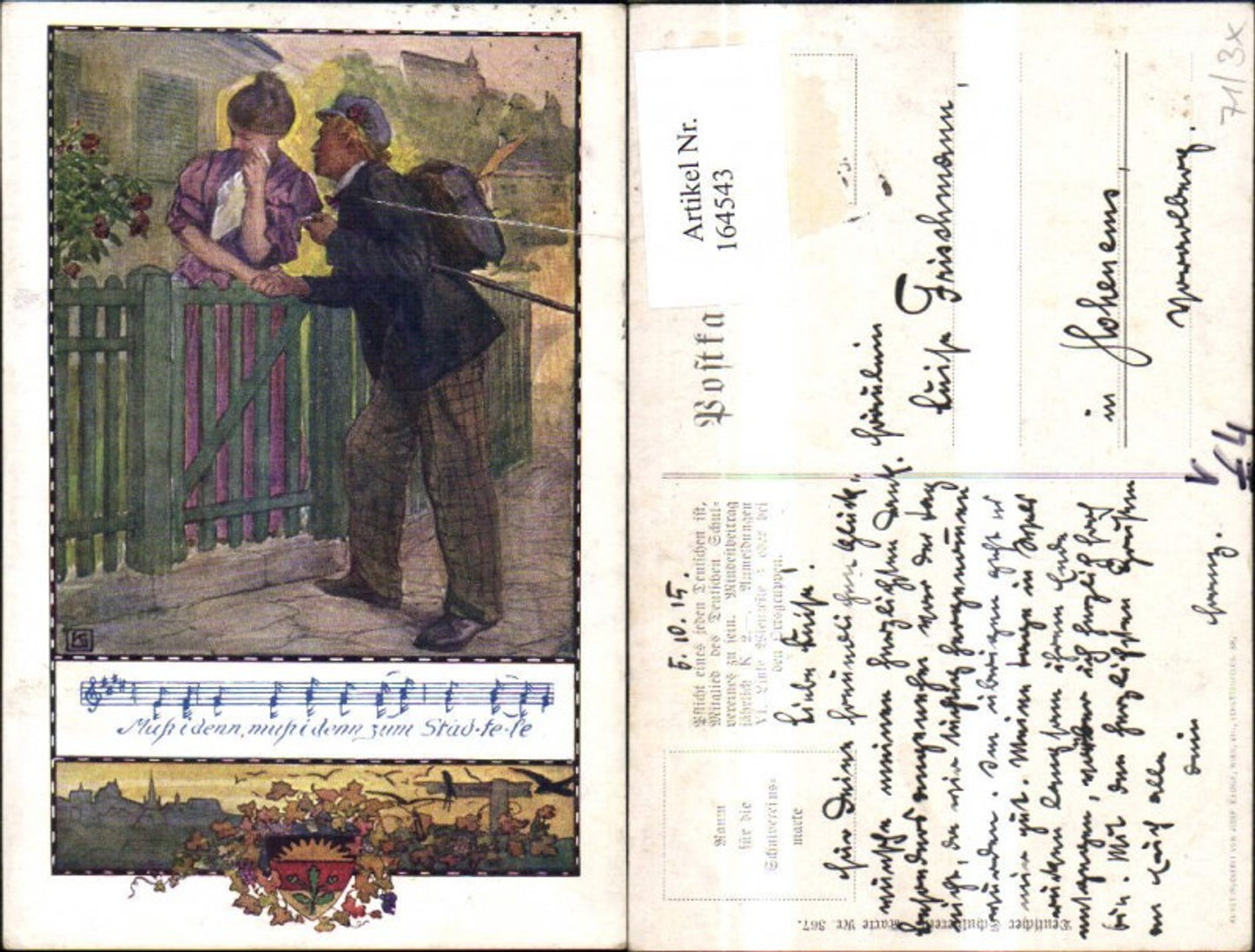 164543,Dt Schulverein 367 Frau b. Abschied v. Mann Wanderer