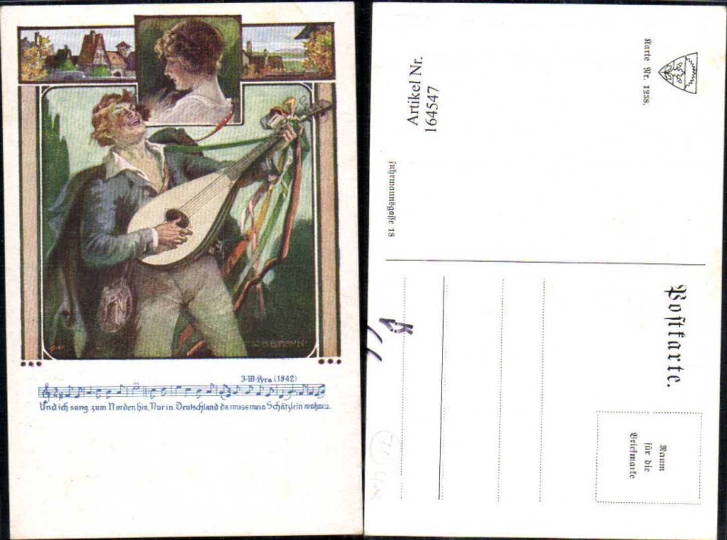 164547,Dt Schulverein 1238 Dt Lieder Mann Gitarre Frau sign W. H. Braun