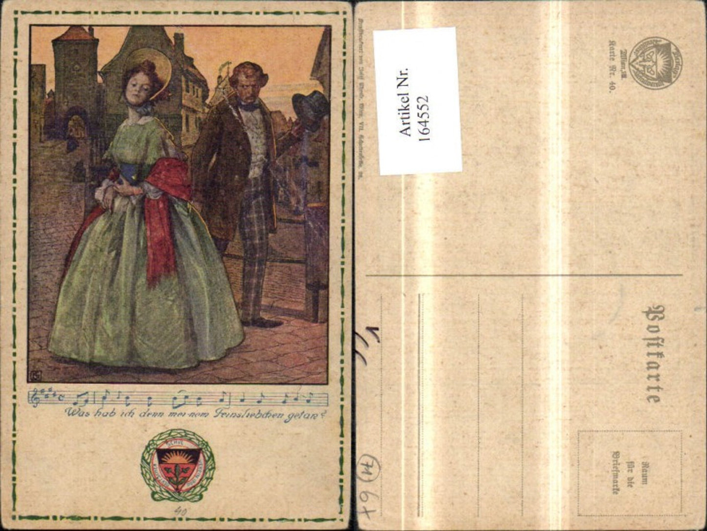 164552,Dt Schulverein 40 Deutsche Lieder Was hab ich denn meinen Feinsliebchen getan Frau Mann Hut