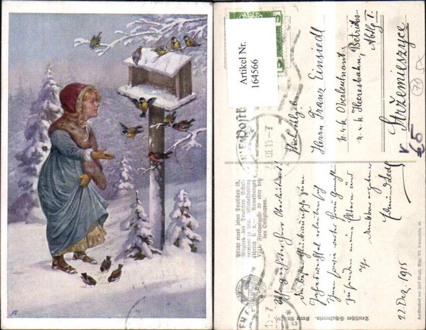164566,Dt Schulverein 780 Kind Mädchen Vogelhaus Vögel Futter Winter