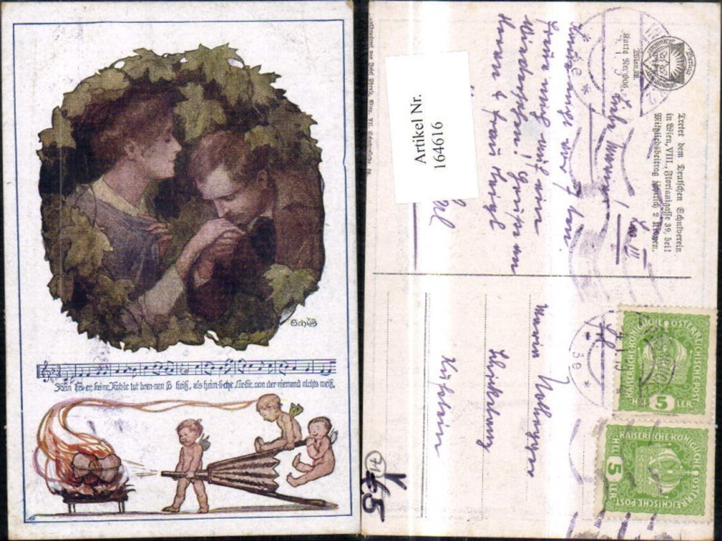164616,Dt Schulverein 906 Frau Mann Handkuss Liederzeile