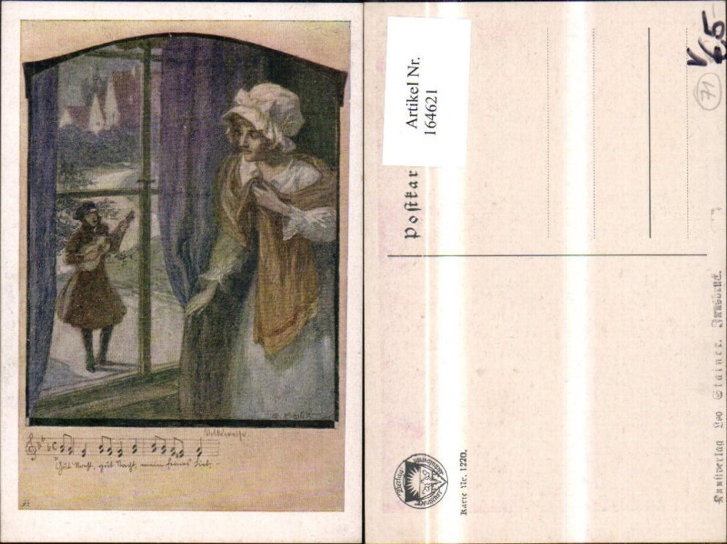 164621,Dt Schulverein 1220 Frau b. Fenster m. Mann Gitarre