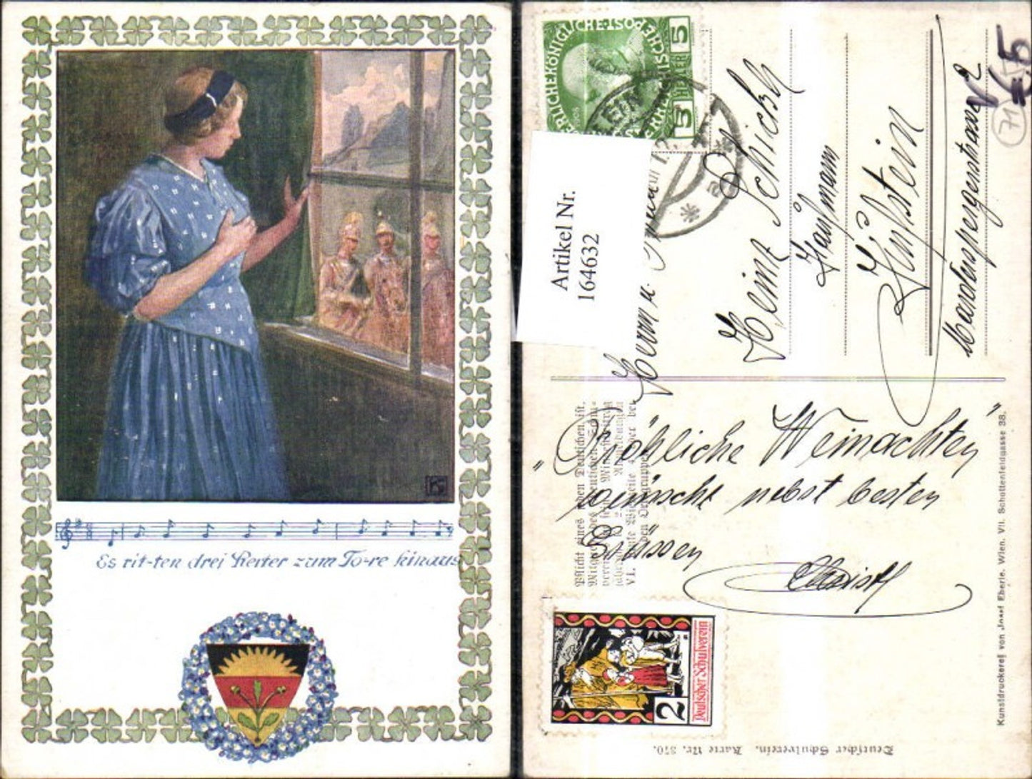 164632,Dt Schulverein 370 Frau schaut a. Fenster Soldaten