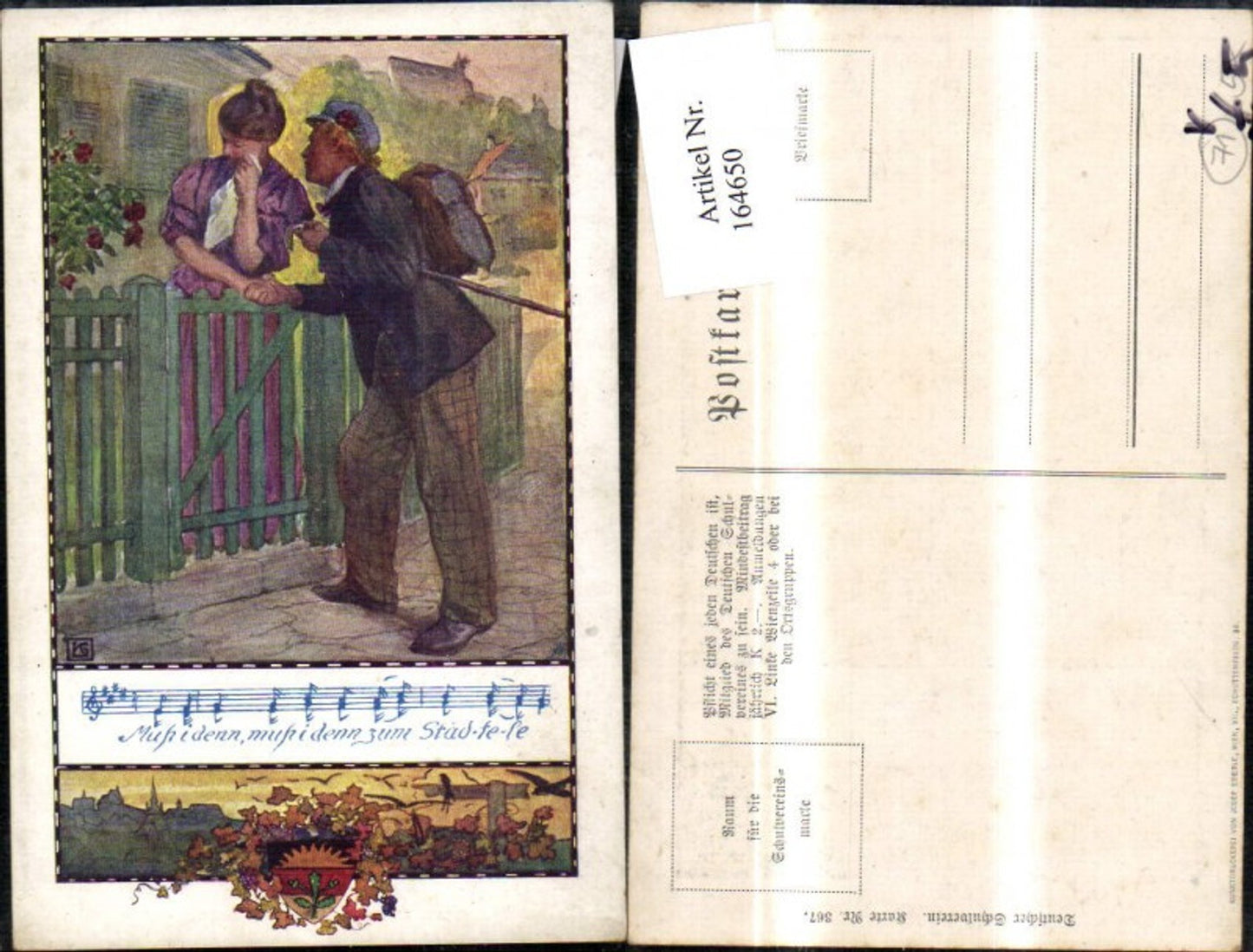 164650,Dt Schulverein 367 Frau a. Zaun nimmt Abschied v. Mann