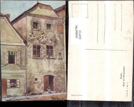 164712,Krems Künstler Ak Haus a. Körnermarkt sign E. F. Hofecker