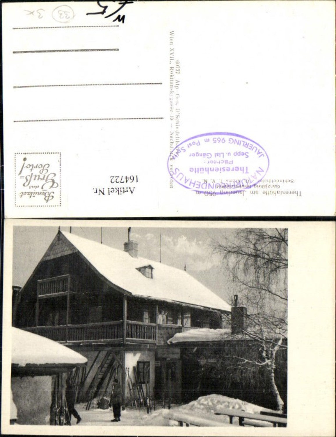 164722,Theresiahütte a. Jauerling Post Spitz Winteransicht Ski