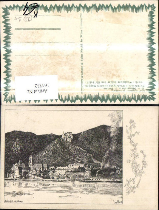 164732,Dürnstein a. d. Donau Wachau Bleistiftzeichnung sign Ulf Seidl