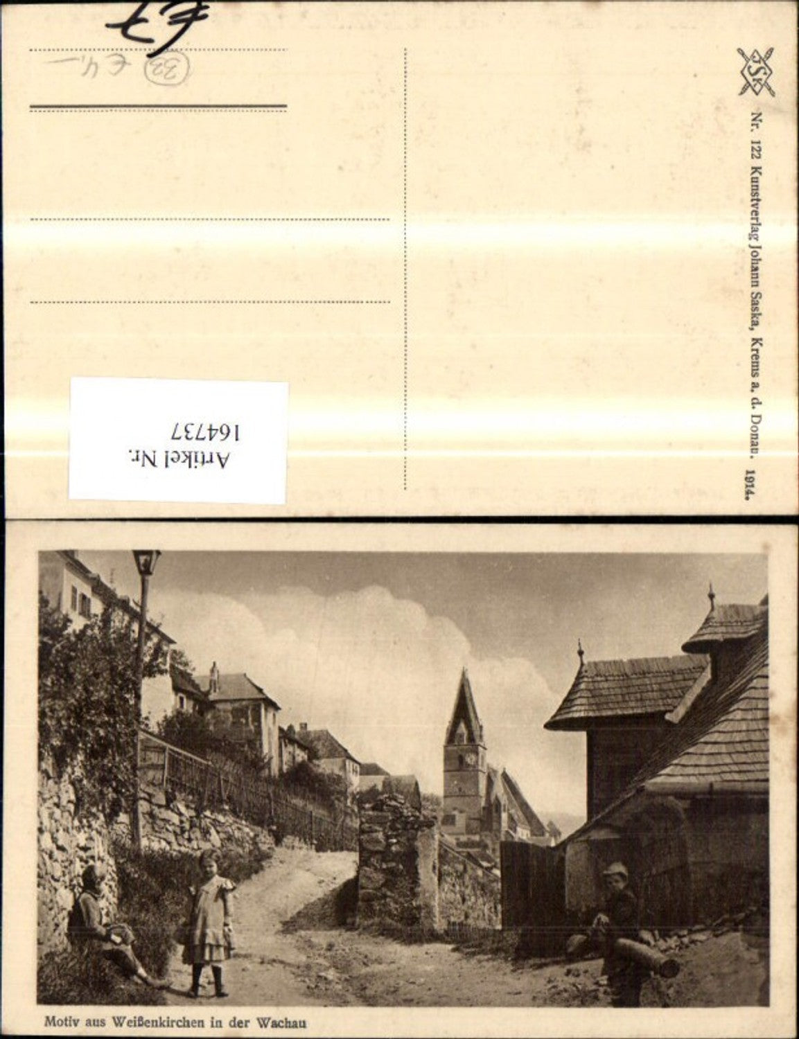 164737,Weißenkirchen a. d. Donau Strassenansicht m. Personen Kinder