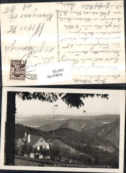 164738,Weißenkirchen a. d. Donau Ausblick v. Seiberer Gasthaus Wachau 1918
