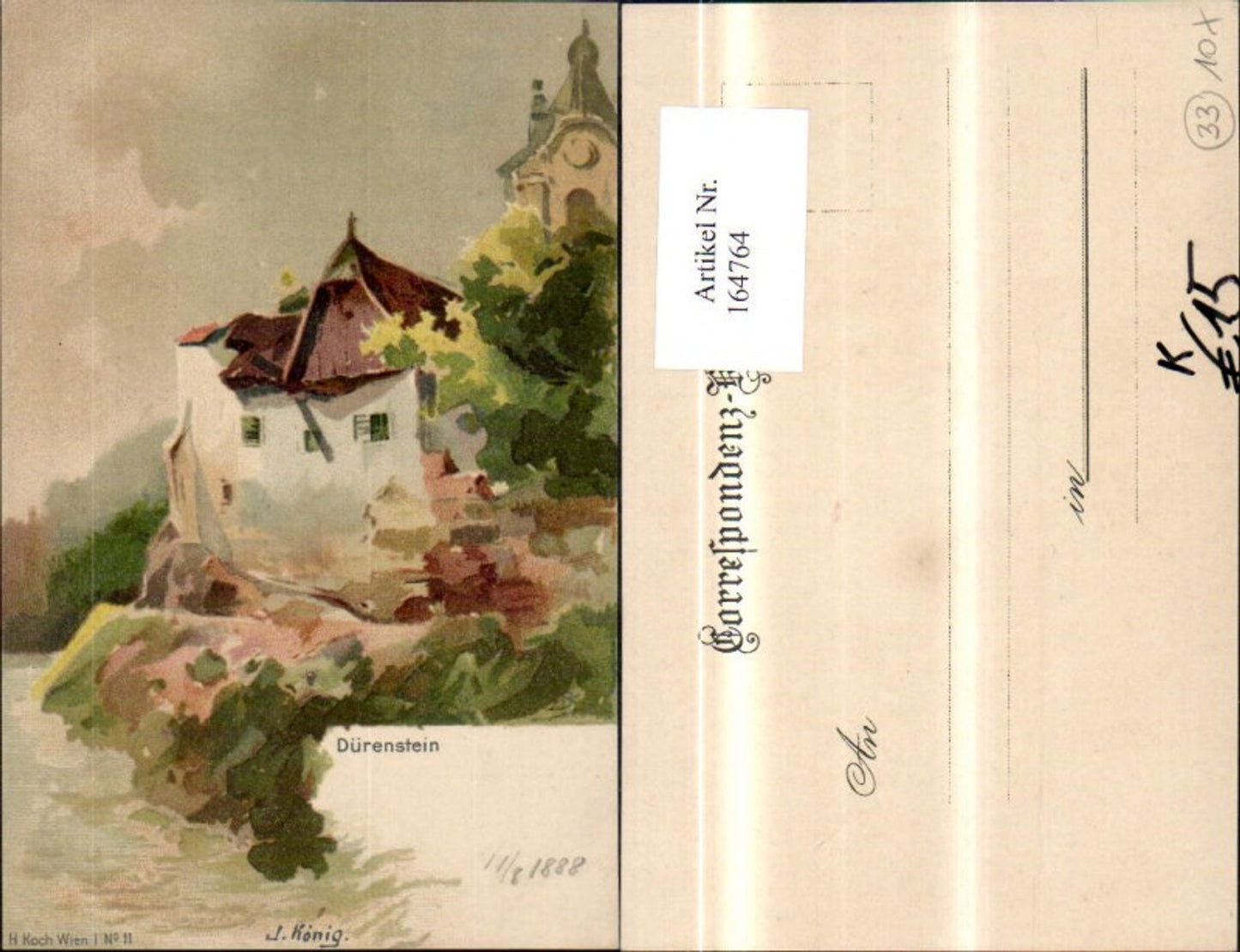 164764,Dürenstein Dürnstein Künstler Ak sign J. König 1898