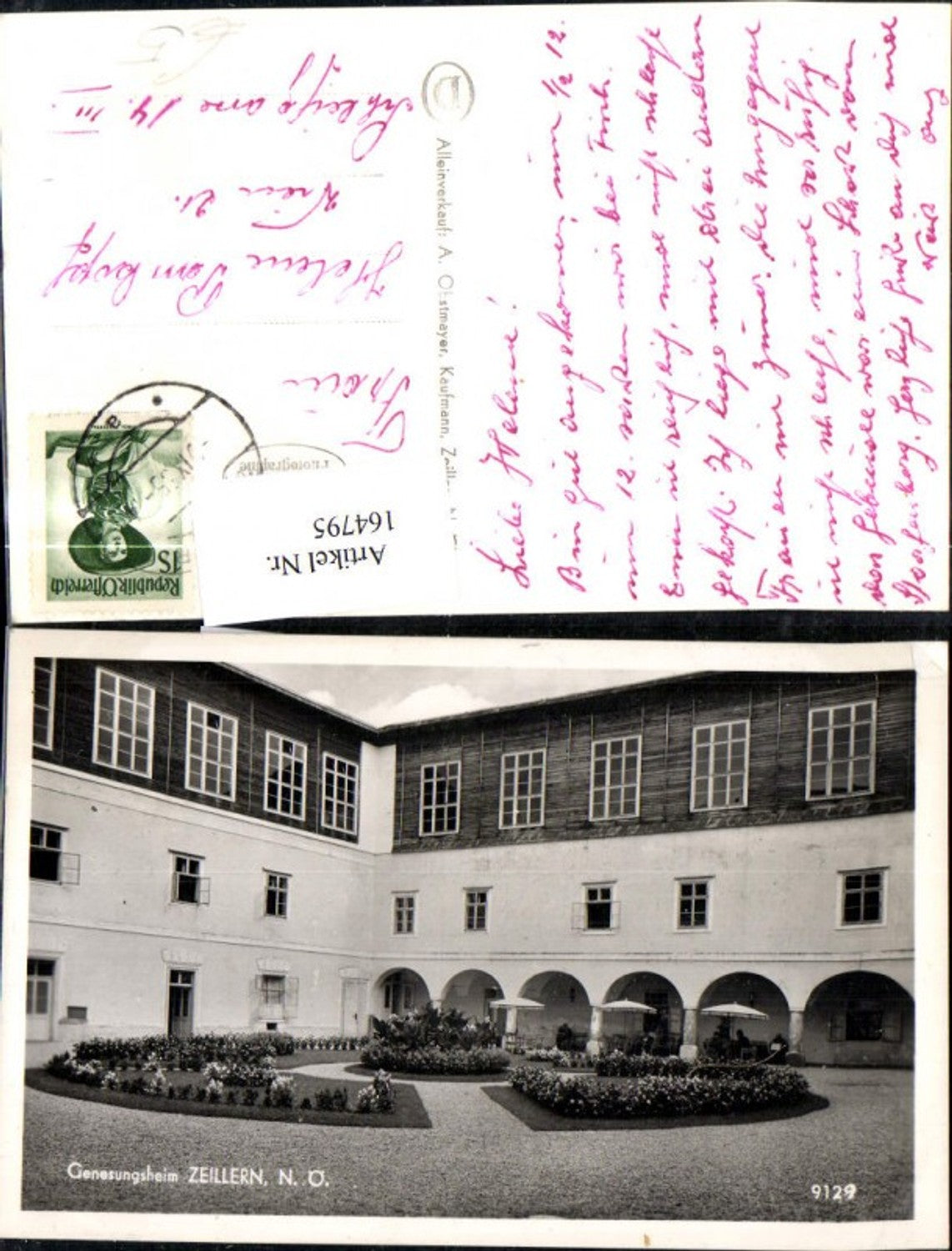 164795,Zeillern bei Amstetten Genesungsheim Ansicht Arkadenhof 1955