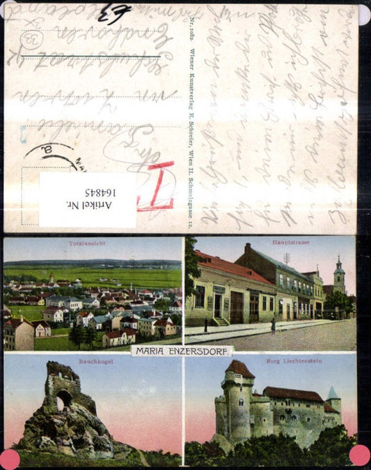 164845,Maria Enzersdorf Mehrbild Ak Hauptstrasse Burg Liechtenstein Rauchkogel Totale