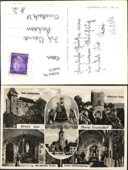 164878,Maria Enzersdorf Mehrbild Ak Schwarzer Turm Veste Liechtenstein 1942