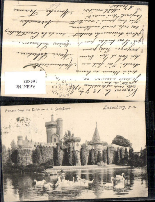 164883,Laxenburg b. Wien Franzensburg m. Teich Schloßpark Ruderboot Schwäne