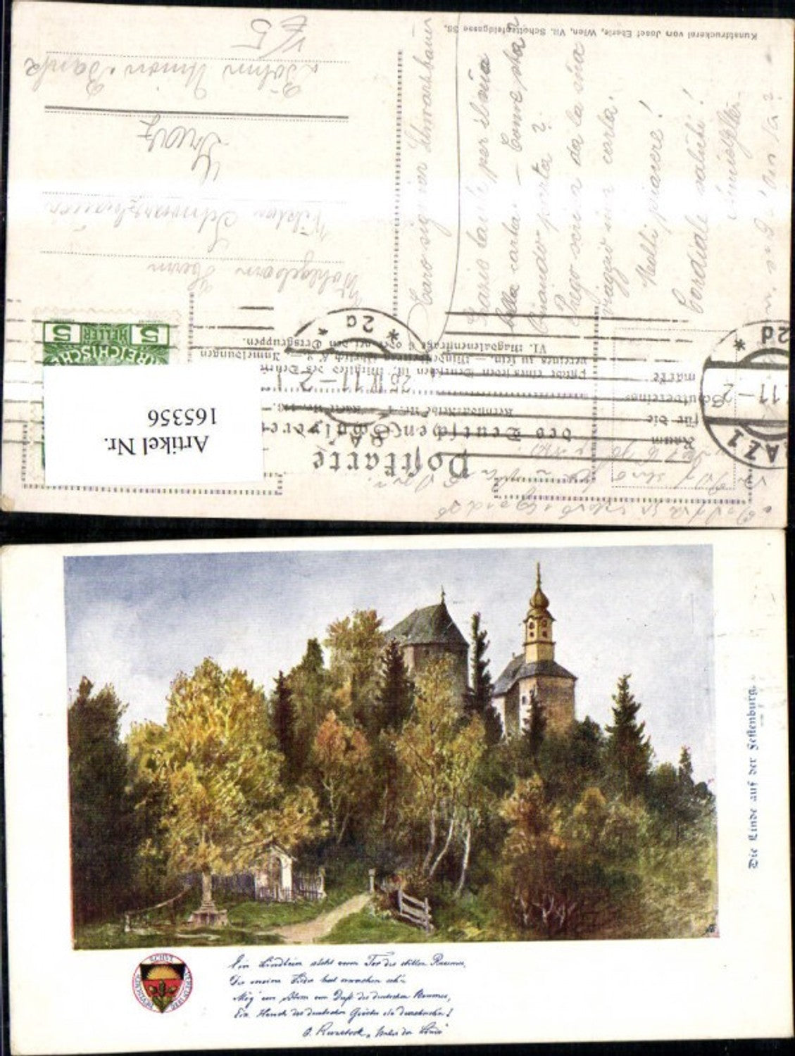 165356,Dt Schulverein 143 Die Linde a. d. Festenburg Spruch Reim