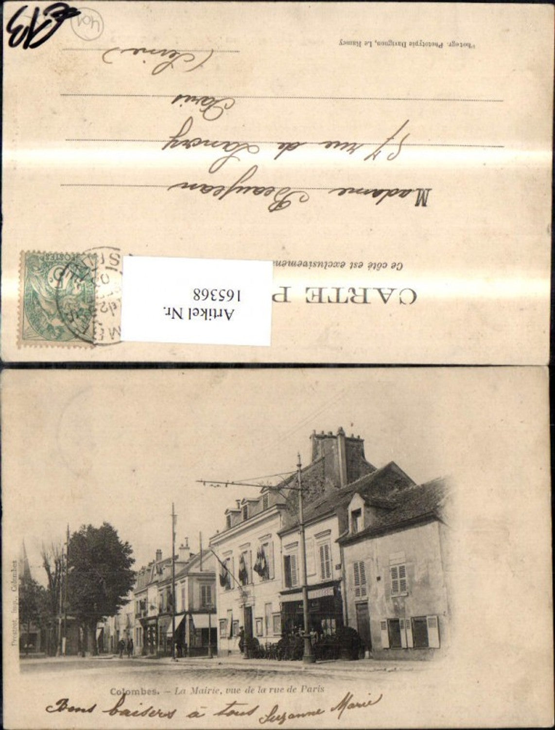 165368,Colombes La Mairie vue de la rue de Paris Strassenansicht 1903