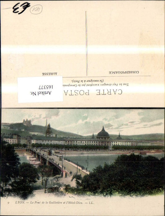165377,Lyon Le Pont de la Guillotiere de l Hotel Dieu Ansicht Brücke Hotel