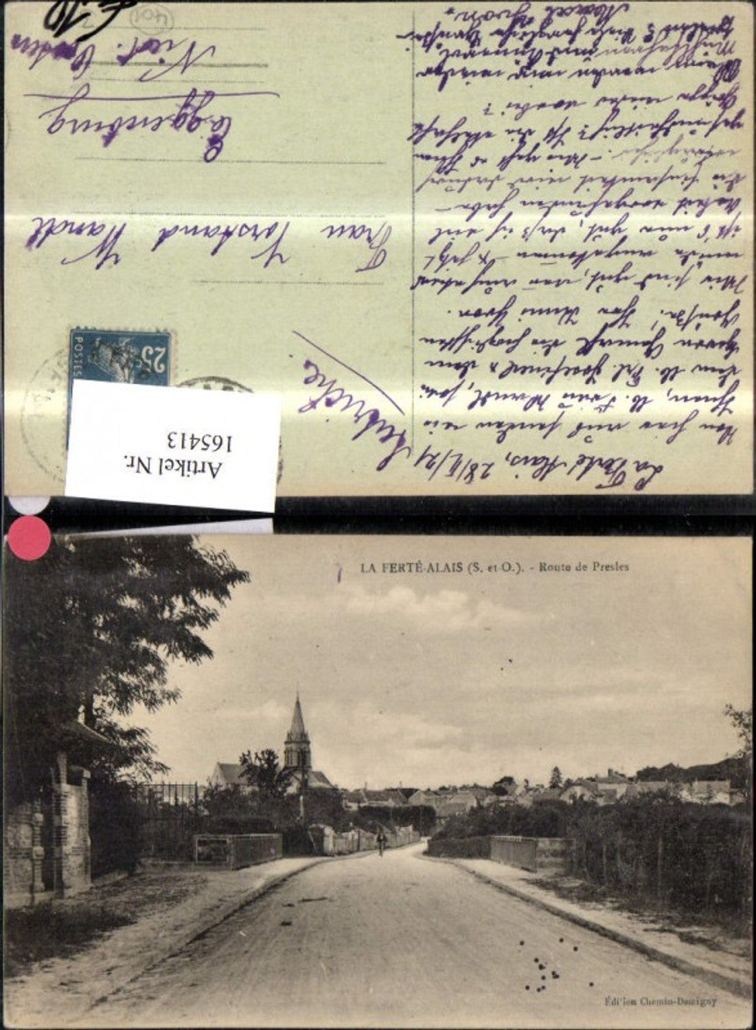 165413,La Ferte Alais Route de Presles Strassenbahn 1921