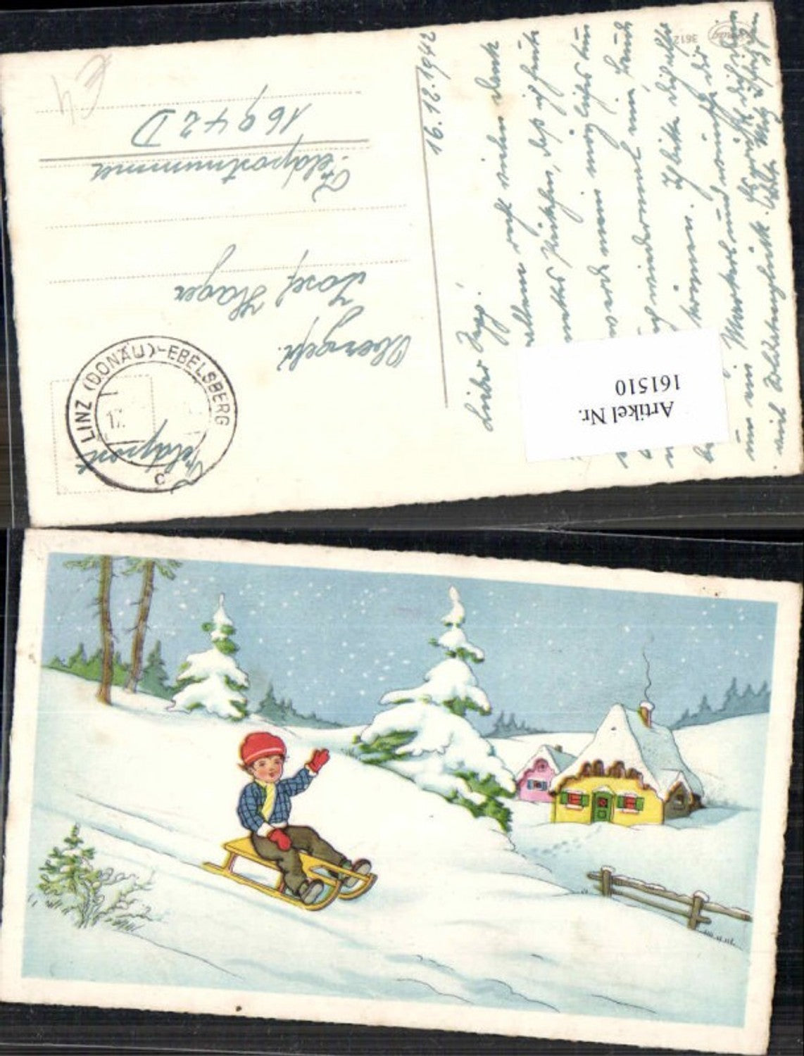 161510,Süsses Kind beim Rodeln Schlittenfahren Rodel Schlitten Weihnachten
