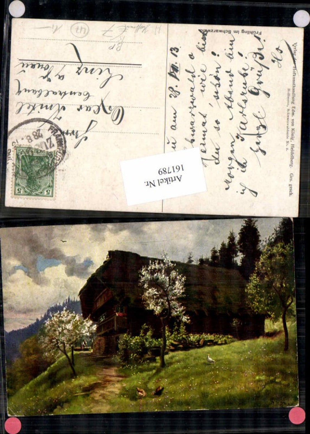 161789,Hoffmann Frühling Schwarzwald Schwarzwaldserie Nr 4 Bahnpost 901 Edm. v. König Heidelberg