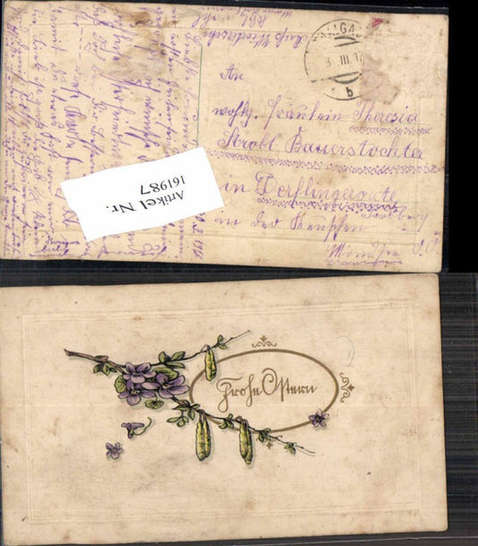 161987, Easter embossing postcard, pussy willow