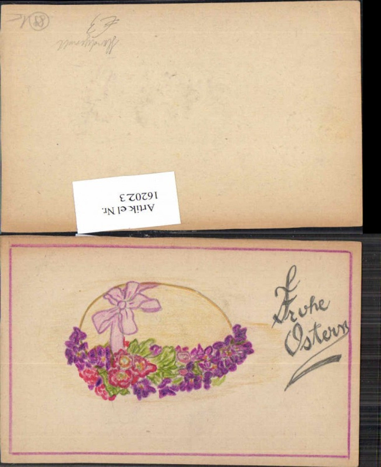162023, Easter hand-painted postcard flowers hand-drawn